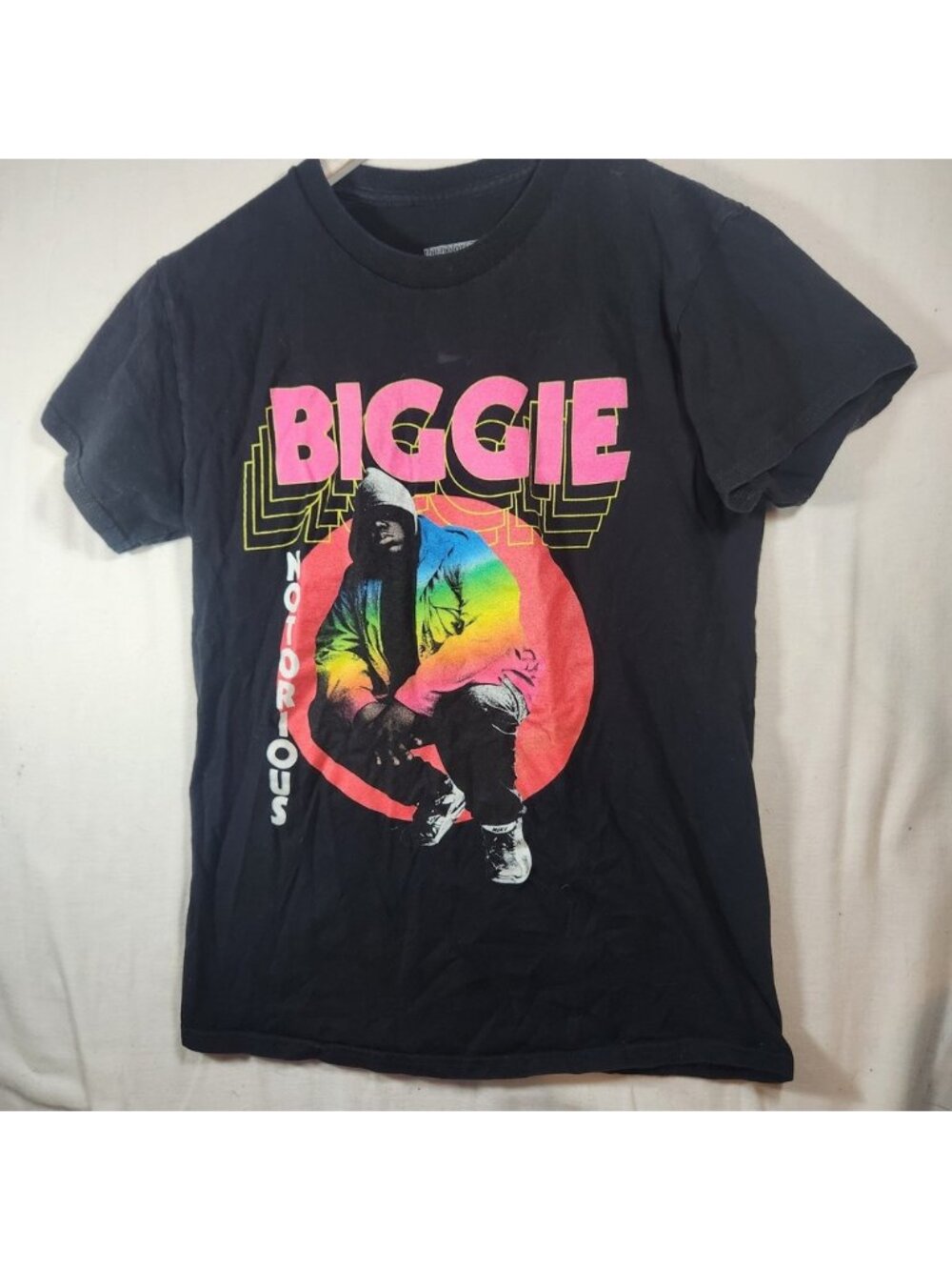 Notorious BIG Biggie Smalls Rainbow Graphic T-Shirt Brooklyn Mint Black Small